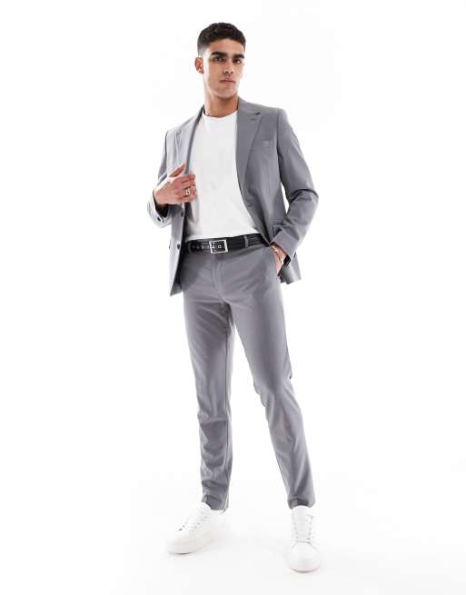 ASOS DESIGN four way stretch skinny suit trousers in charcoal - CHARCOAL
