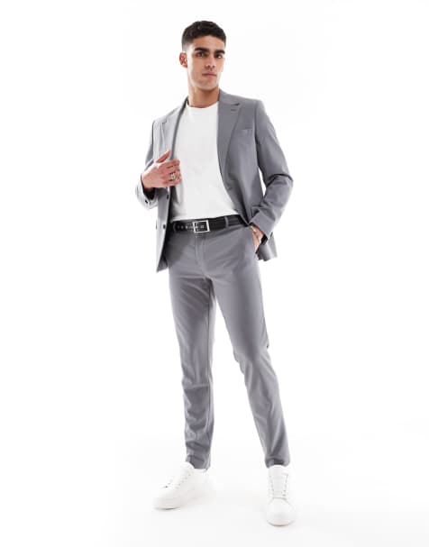 ASOS DESIGN four way stretch skinny suit trousers in charcoal - view 1