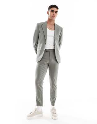 ASOS DESIGN four way stretch skinny suit trousers in sage green