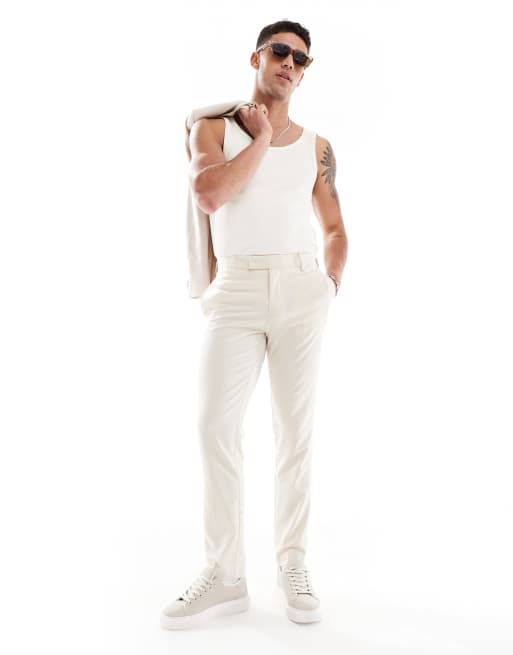 ASOS DESIGN four way stretch skinny suit trousers in stone - STONE