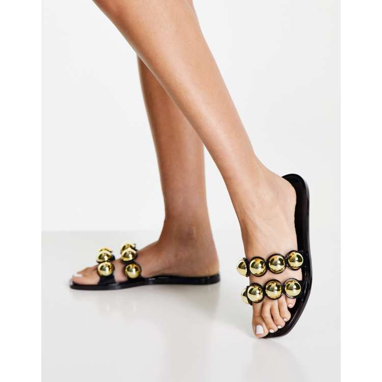 ASOS DESIGN Foxhill studded jelly sandals in black