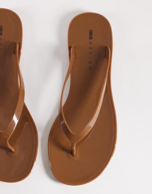 ASOS DESIGN Foxton jelly flip flops in chocolate, 4 of 4