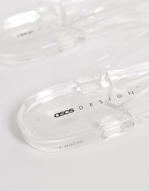 ASOS DESIGN Foxton jelly flip flops in clear, 3 of 4