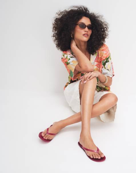 ASOS DESIGN - Foxton - Jelly teenslippers in framboosrood - view 1