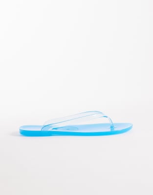 ASOS DESIGN - Foxton - Jelly-Zehenstegsandalen in Blau