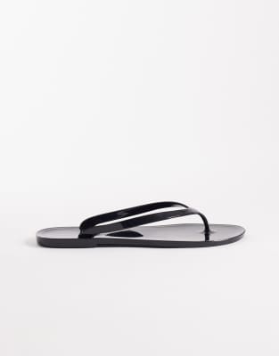 ASOS DESIGN - Foxton - Jelly-Zehenstegsandalen in Schwarz