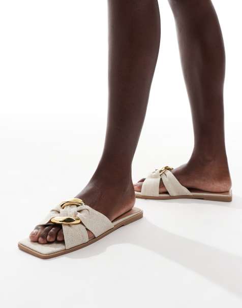 ASOS DESIGN Foxy hardware slider in natural - view 1