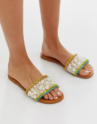 asos fi embellished flat sandals