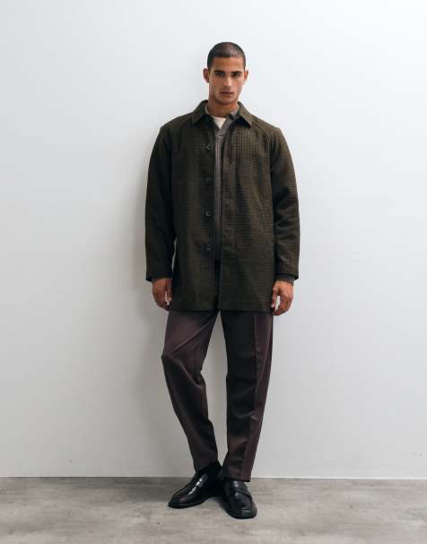 ASOS DESIGN frakke i uldlook med brun mini-tern - view 1