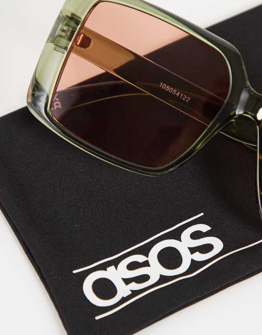 ASOS DESIGN - Frame 70s - Grønne solbriller med orange linse - MGREEN, 4 af 4