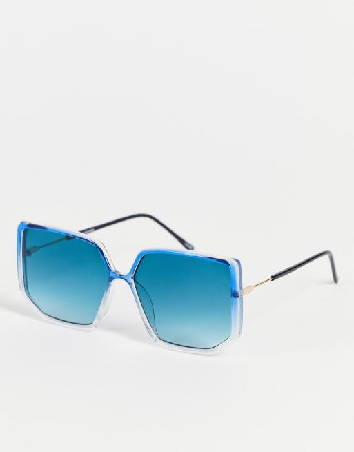 ASOS DESIGN frame 70s tubular sunglasses in blue - MBLUE