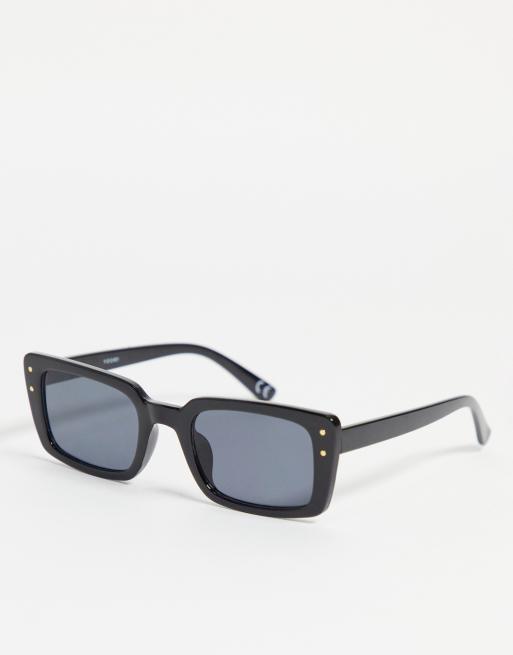 ASOS DESIGN frame mid square sunglasses with metal stud detailing in black - BLACK