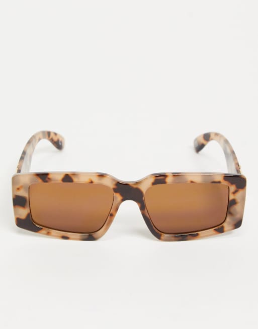 ASOS DESIGN frame milky tort mid square sunglasses with temple detail - BROWN, 3 of 4