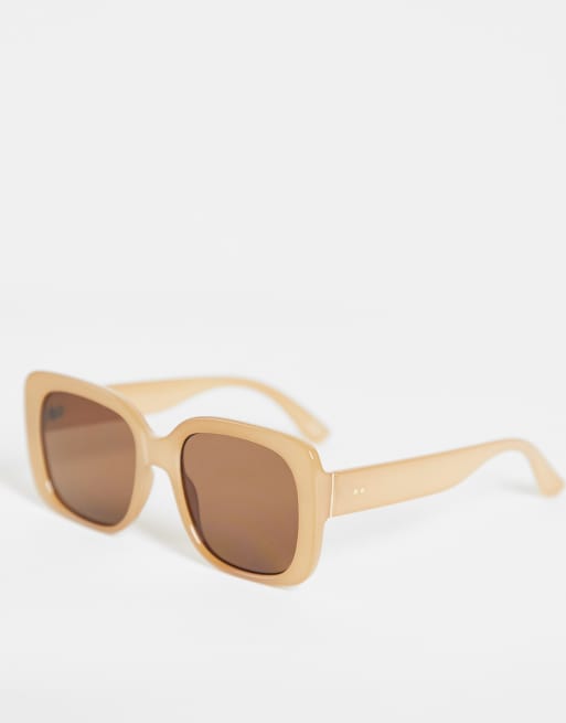 Asos Design Frame Oversized 70s Square Sunglasses In Milky Brown Brown Asos