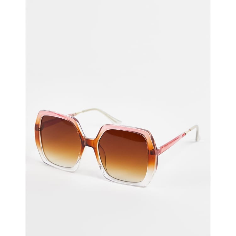  beige frame pink Lover retro cat-eye sunglasses with pink tinted lenses Pink Retro-Vintage Acetate Cat-Eye Tinted Sunglasses with  main image 3