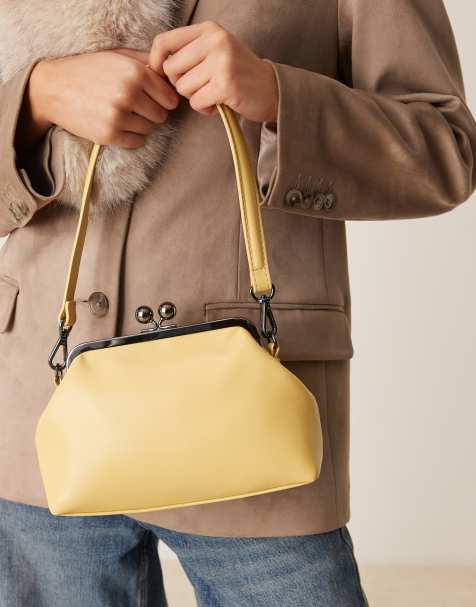 ASOS DESIGN frame pouch shoulder purse with detachable strap in buttermilk - view 1