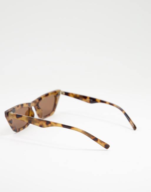 ASOS DESIGN frame square cat eye sunglasses in milky tort - BROWN, 2 of 4