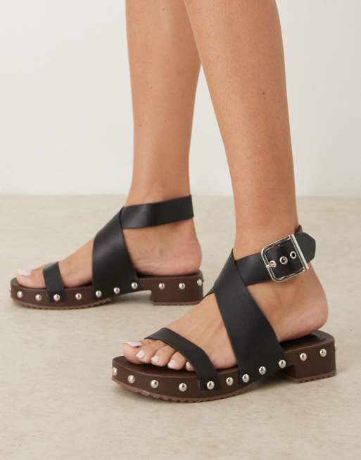 ASOS DESIGN - Fran - Sorte clog-sandaler med krydsrem, 4 af 4