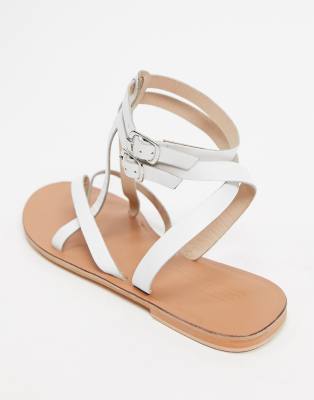 white leather gladiator sandals