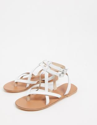 white leather gladiator sandals