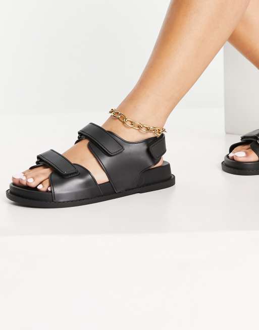 ASOS DESIGN France jelly flat sandals in black ASOS