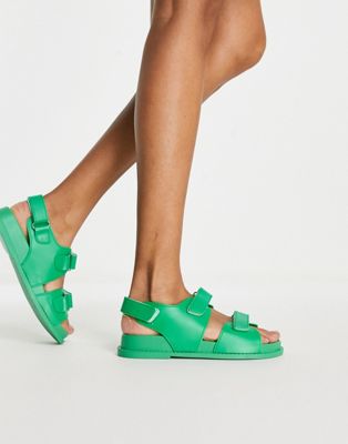 ASOS DESIGN France jelly flat sandals in green