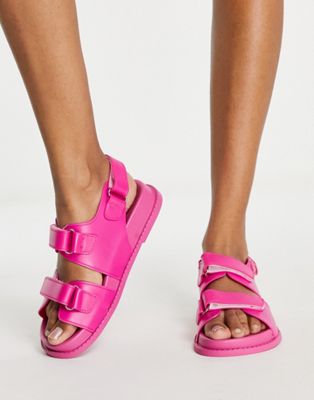 ASOS DESIGN France jelly flat sandals in pink - ASOS Price Checker