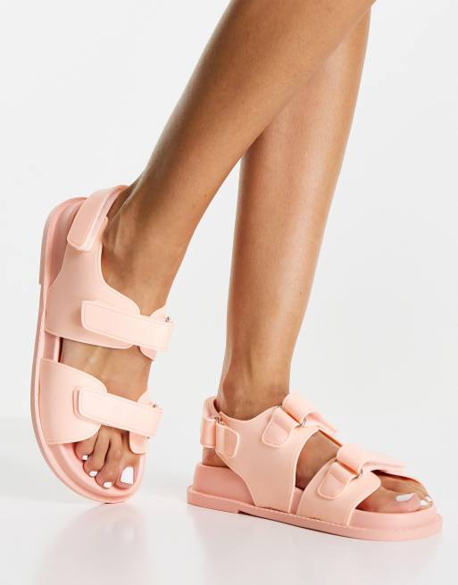 ASOS DESIGN - France - Sandales plates en plastique souple - Pêche, 3 de 4