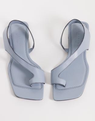 Asos Design Francesca Premium Minimal Clean Toe Loop Flat Sandals In Blue