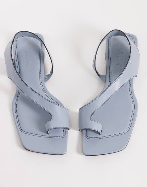 ASOS DESIGN - Francesca - Premium - Pudderblå flade sandaler med minimalistisk tårem - view 1