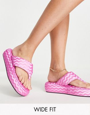 ASOS DESIGN Wide Fit Francesca flatform sandals in pink - ASOS Price Checker
