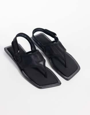 Asos Design Francine Mesh Sling Back Sandals In Black
