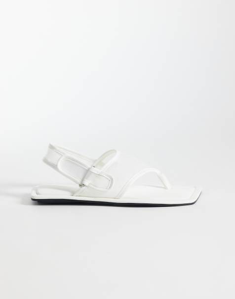 ASOS DESIGN Francine mesh sling back sandals in white - view 1