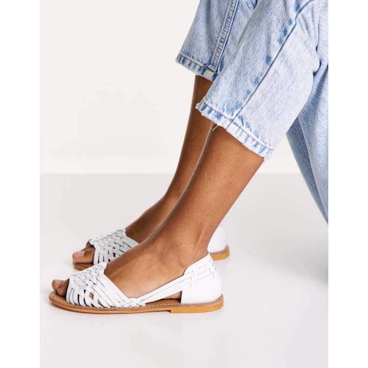 ASOS MONUMENT Leather Woven Flat Shoes