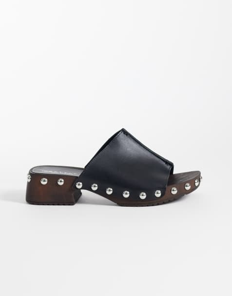 ASOS DESIGN – Franco – Premium – Svarta sandaler i läder med öppen häl - view 1
