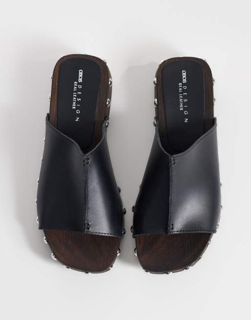 ASOS DESIGN - Franco - Zoccoli stile sabot premium in pelle nera, 2 di 4
