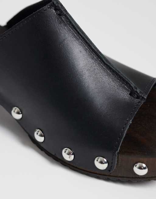 ASOS DESIGN - Franco - Zoccoli stile sabot premium in pelle nera, 3 di 4