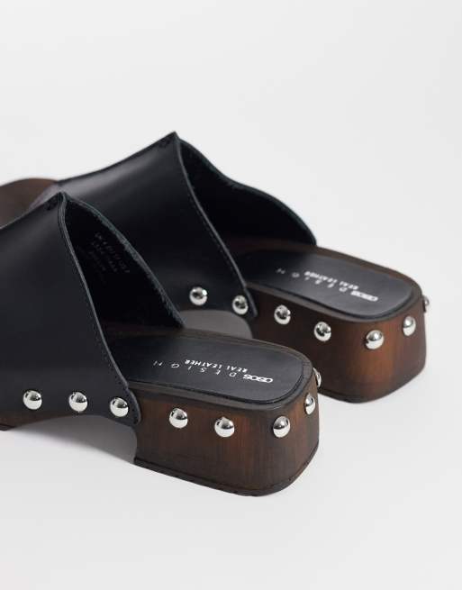 ASOS DESIGN - Franco - Zoccoli stile sabot premium in pelle nera, 4 di 4