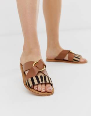 asos tan flat sandals