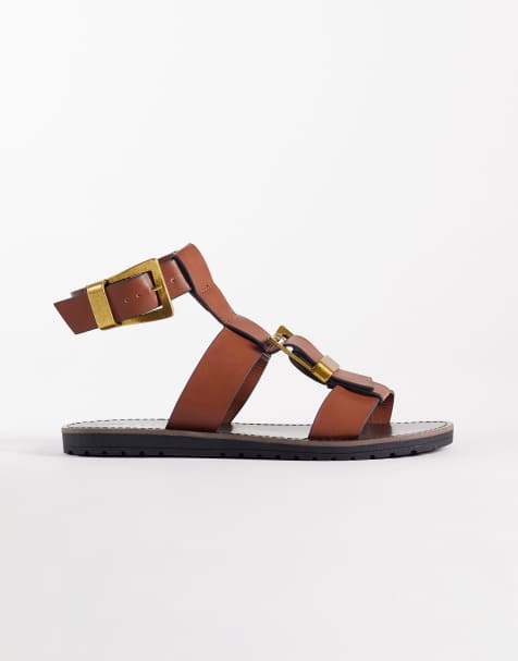 ASOS DESIGN – Franklin – Römersandalen in Hellbraun mit Schnallen - view 1