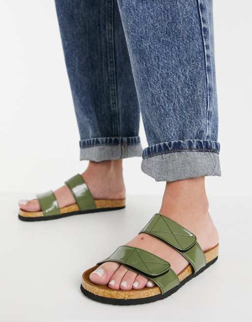 Olive green best sale flat sandals