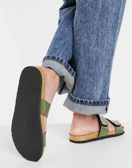 Olive green hot sale flat sandals