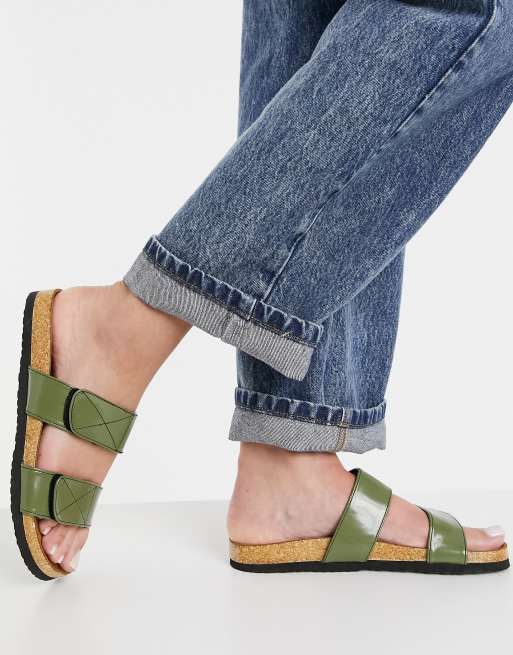 Olive green sandals outlet flats