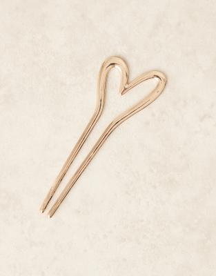 ASOS DESIGN - Französische Haarnadel in Gold mit Herzdetail-Goldfarben