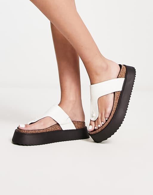 White toe post store wedges