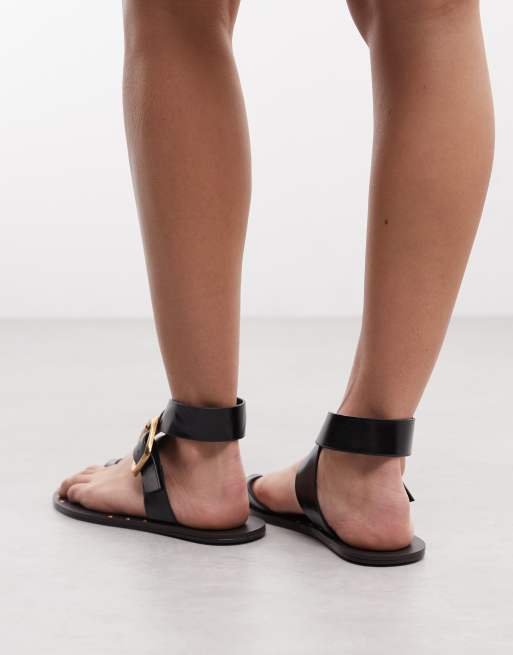 ASOS DESIGN - Freely - Sandales plates à brides croisées et entredoigt - Noir, 3 de 4