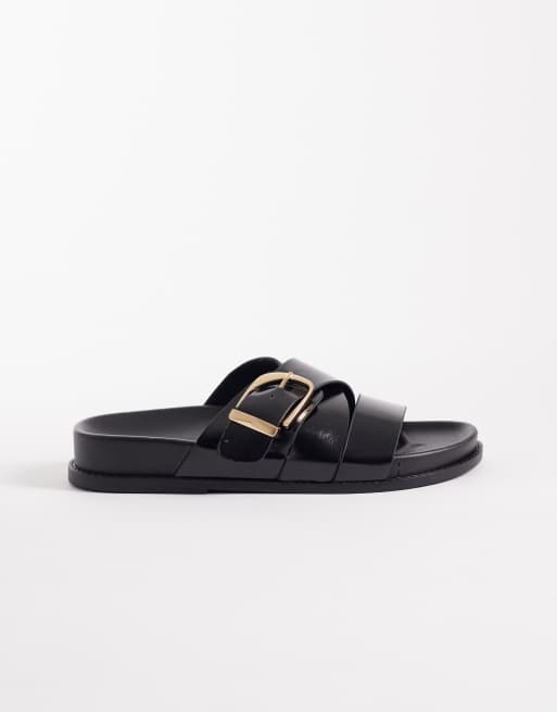 ASOS DESIGN Freeway double strap slider in black, 2 of 4