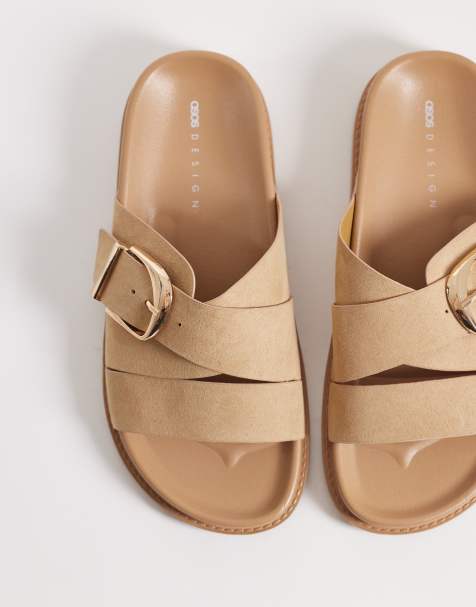 ASOS DESIGN - Freeway - Sliders con fascette doppie color sabbia - view 1