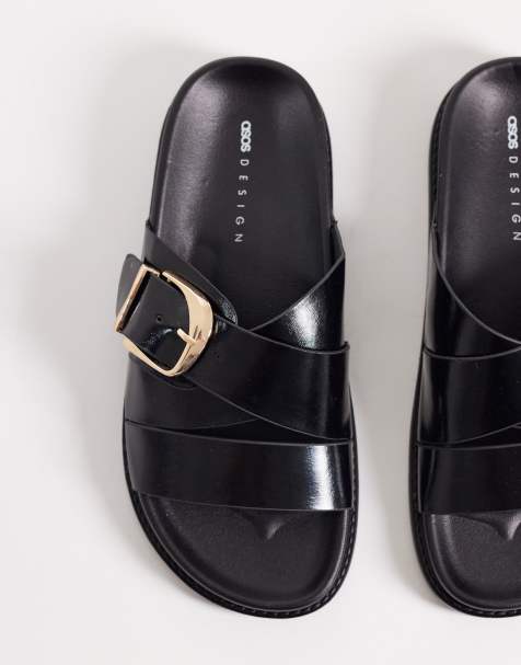ASOS DESIGN - Freeway - Slippers met dubbele bandjes in zwart - view 1