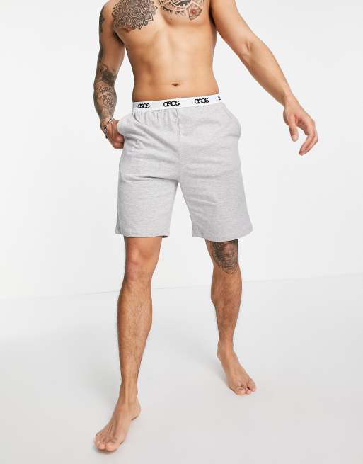 ASOS DESIGN – Freizeit-Pyjama-Shorts in Kalkgrau mit Logobund, 3 von 4